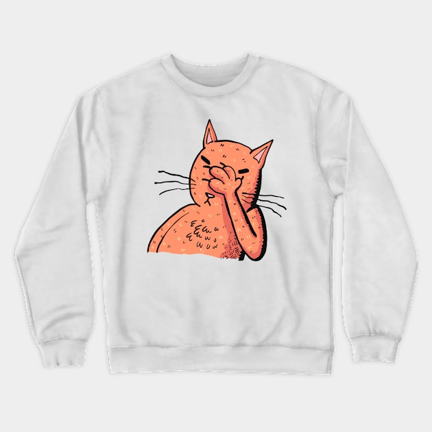 Facepalm Cat Crewneck Sweatshirt by neilkohney